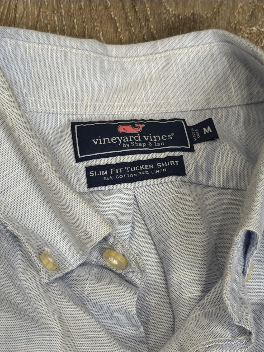 Vineyard Vines Light Blue Button-Down Cotton//Linen Shirt 0788 - Picture 2 of 4